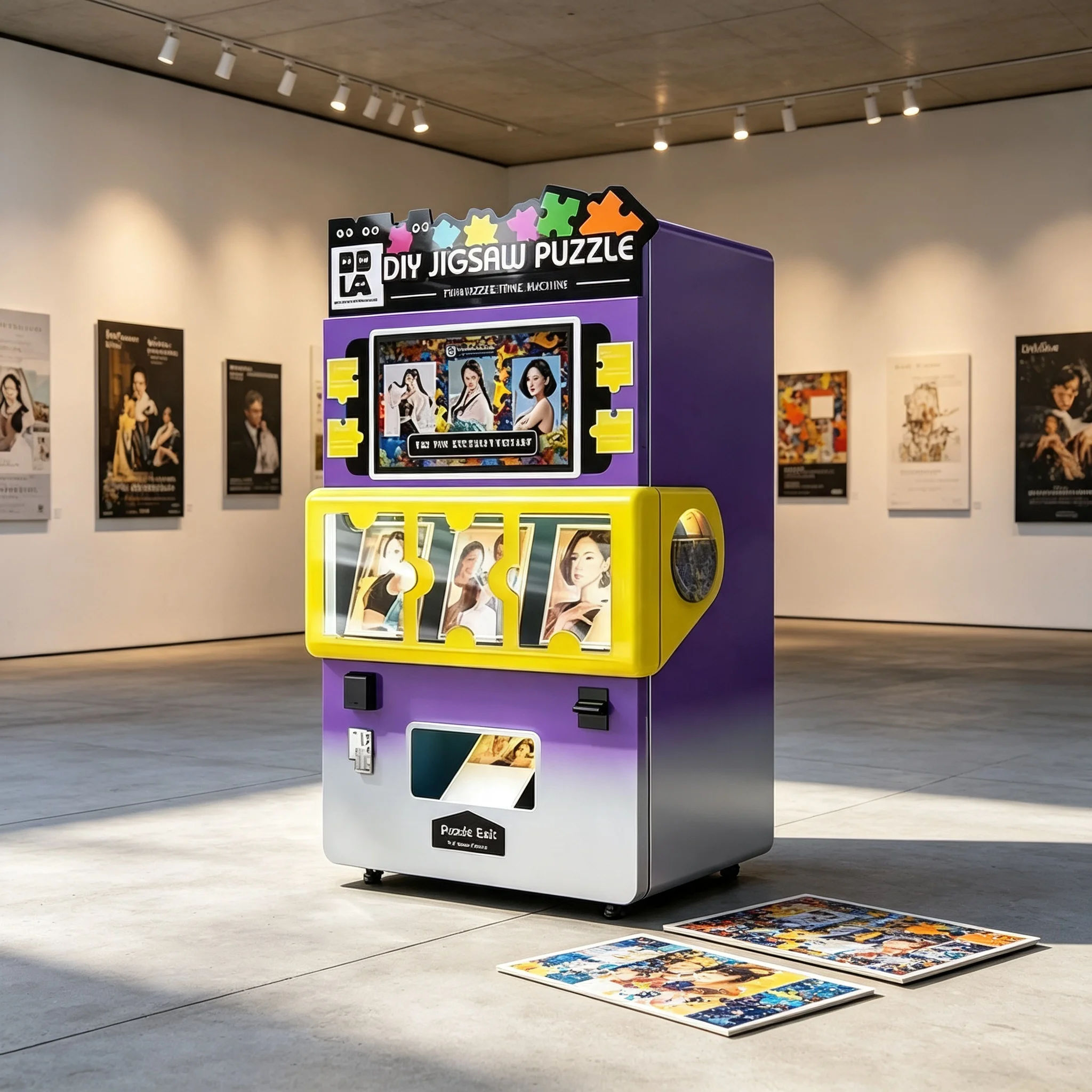 Jigsaw Vending Machine Durable Puzzle Self-Service Kiosk Support Cashless & Coin for Library, Museum