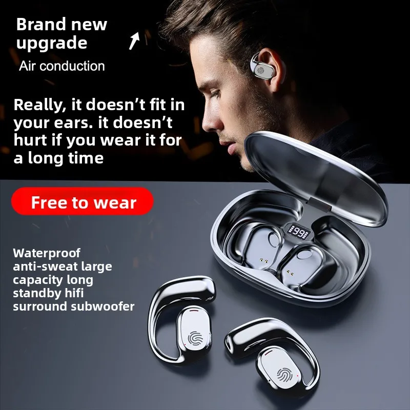 New Wireless Sports Running Earphones with Ear Hooks, Pure Bass Wireless Headset, Dual LED Display with Built-in Microphone.