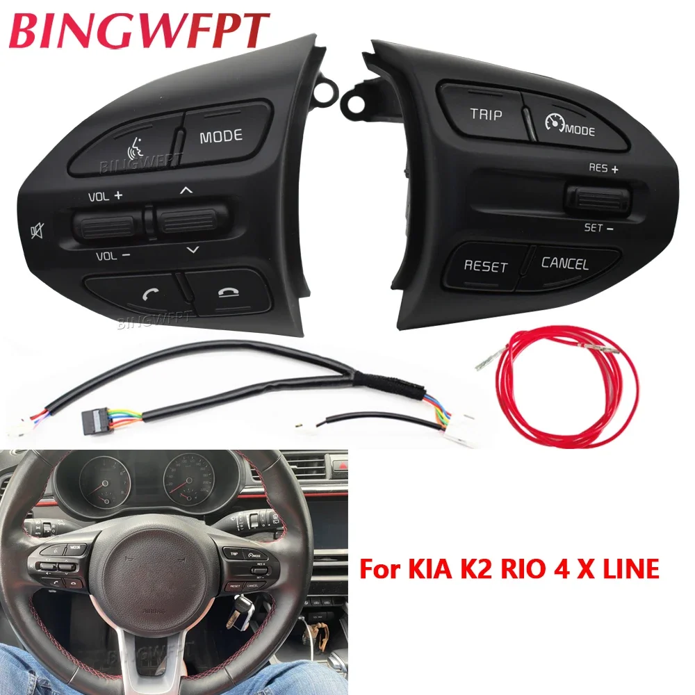 Kia RIO direksiyon-2018 için çok fonksiyonlu 2021 düğmeler X-LINE K2 RIO 4 Cruise Control uzaktan ses Bluetooth araba anahtarları