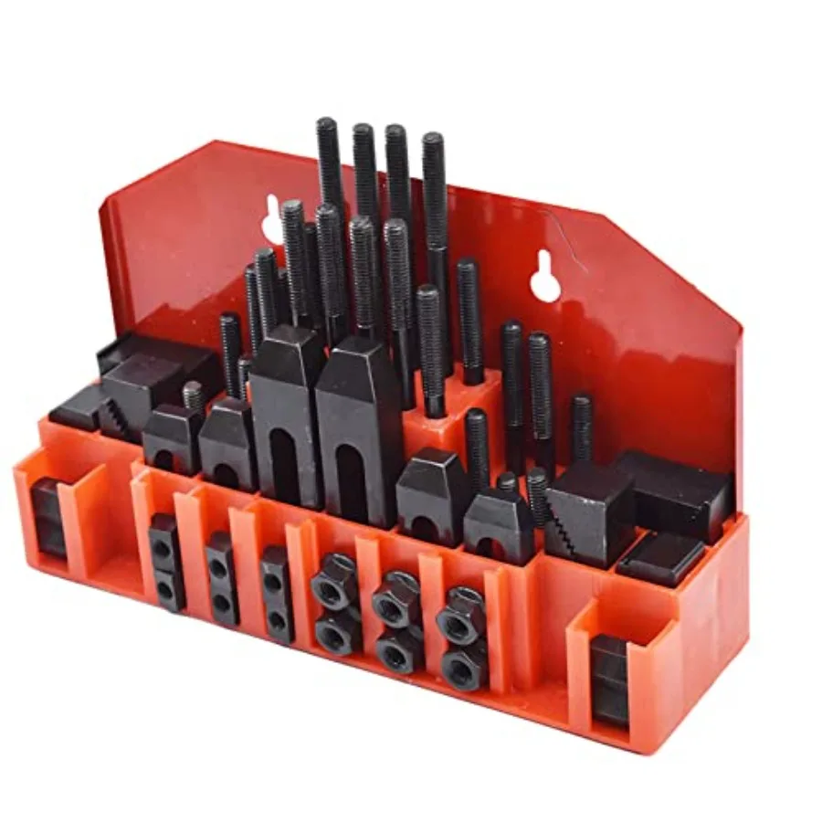 

58 Pc Inch T-Slot Hold Down Clamp Clamping Kit Mill Machinist Set Replacement for Bridgeport Milling Machine with Plastic Stora