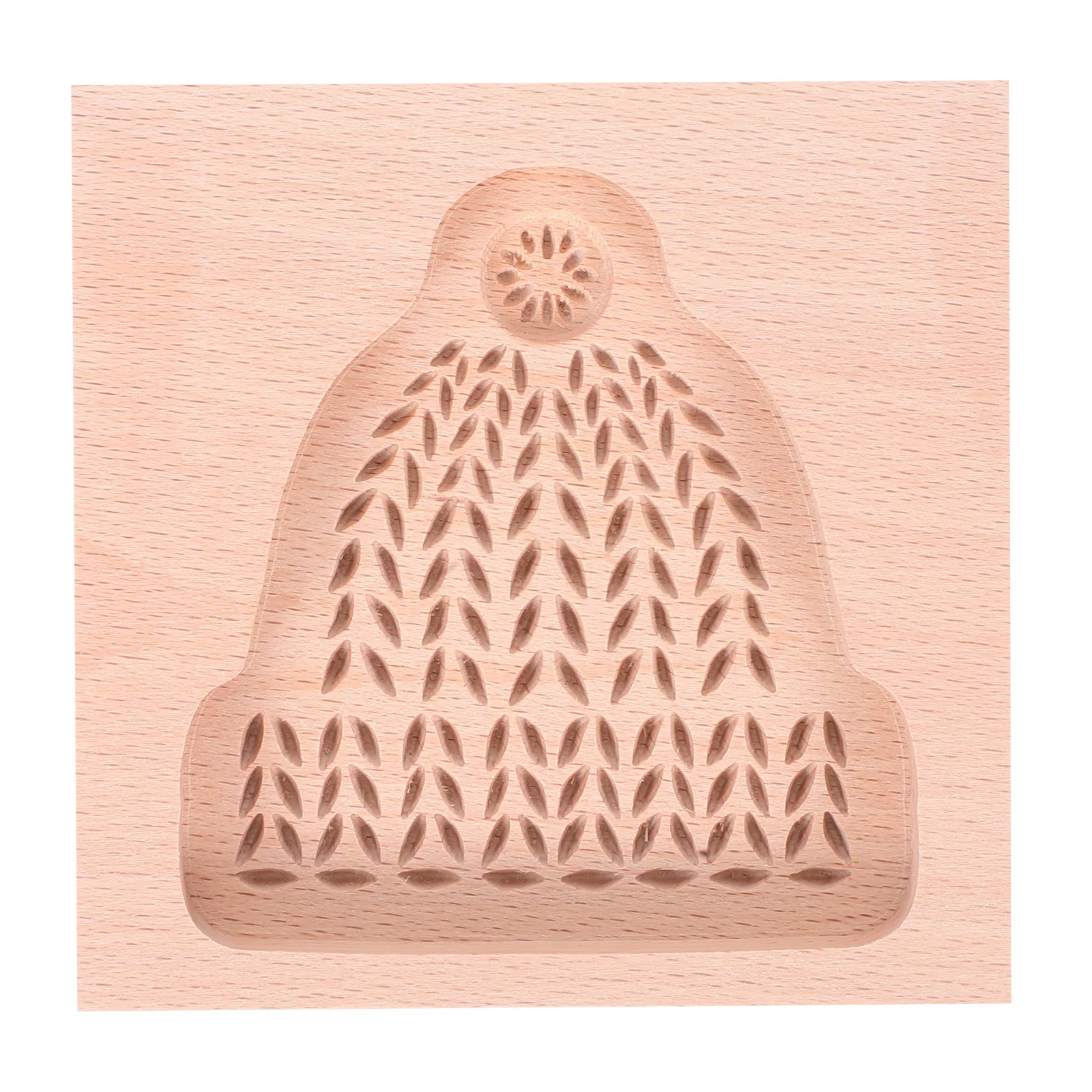 

Carved Wooden Cookie Molds Xmas Hat Design Beech Wood Biscuit Molds Holiday Baking Embossing Stamps DIY Baking Tools