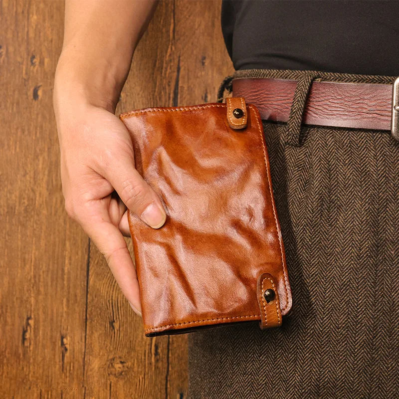 Genuine Leather Wallet Men High Capacity Male Long Money Bag Bifold Purse Phone Pocket Multi-card Ticket Clip Card Holder New