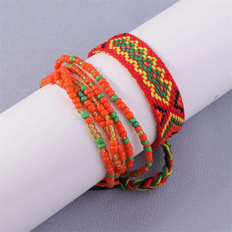 Bohemian Handmade Beads Anklets Embroidery Braided Anklets Bracelets on Leg for Women Girls Summer Beach Holiday Jewelry Gifts