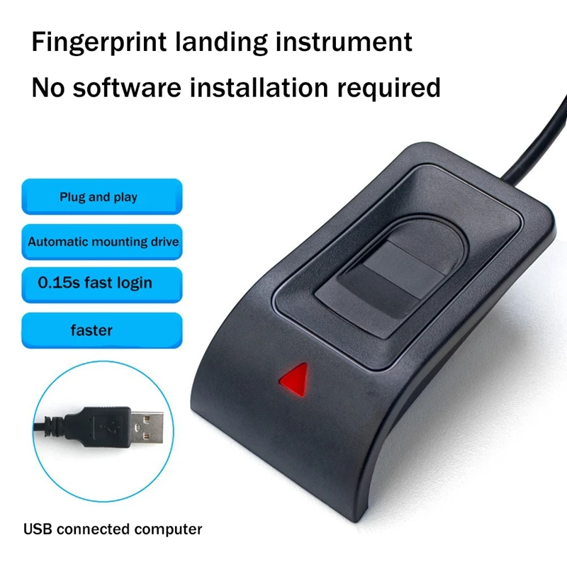 Black USB Fingerprint Reader Computer Fingerprint Recognition Boot Software Lock Fingerprint Reader For Laptop Desktop