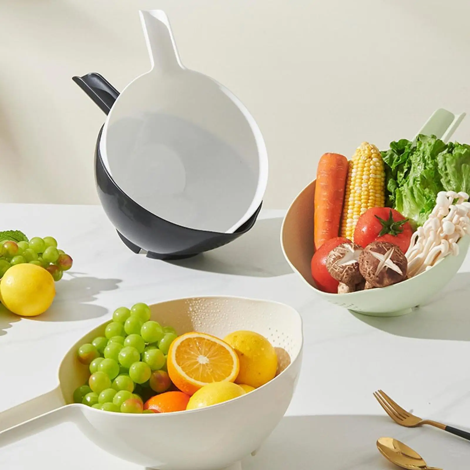 Rice Washer Rice Sieve Cleaning Side Drainer for Grain Broccoli Barley