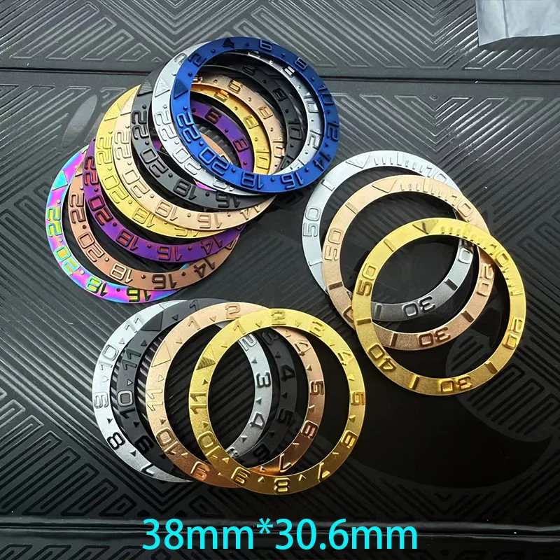 

38mmX30.6mm Convex font Metal Curved Bezel Insert Fits GMT SKX007 SRPD SUB Watch case NH35 NH36 Watche Replace Bezel Border ring