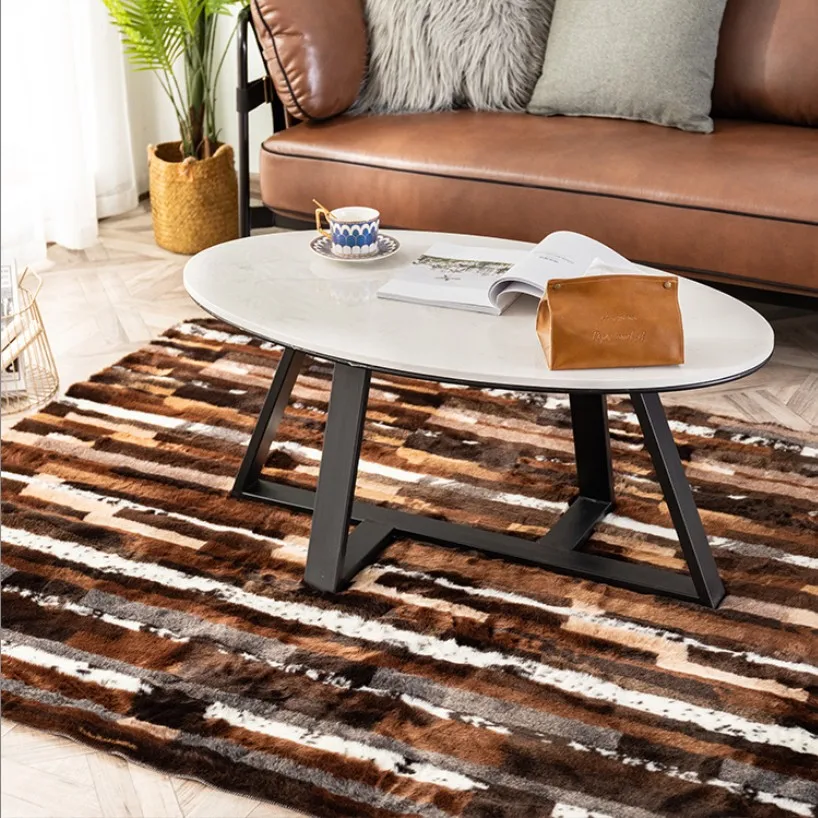 

Nordic wind Plush Rug faux skin leather NonSlip Antiskid Mat washable Animal print Carpet for living room bedroom AU1472