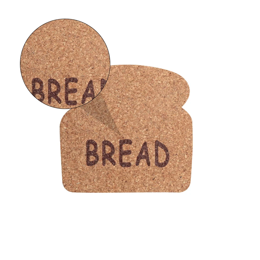 

4pcs Bread Shaped Cork Coasters Heat Resistant Mat Tableware Coasters Cup Pad Dining Table Bowl Mat Dinner Mats Insulation