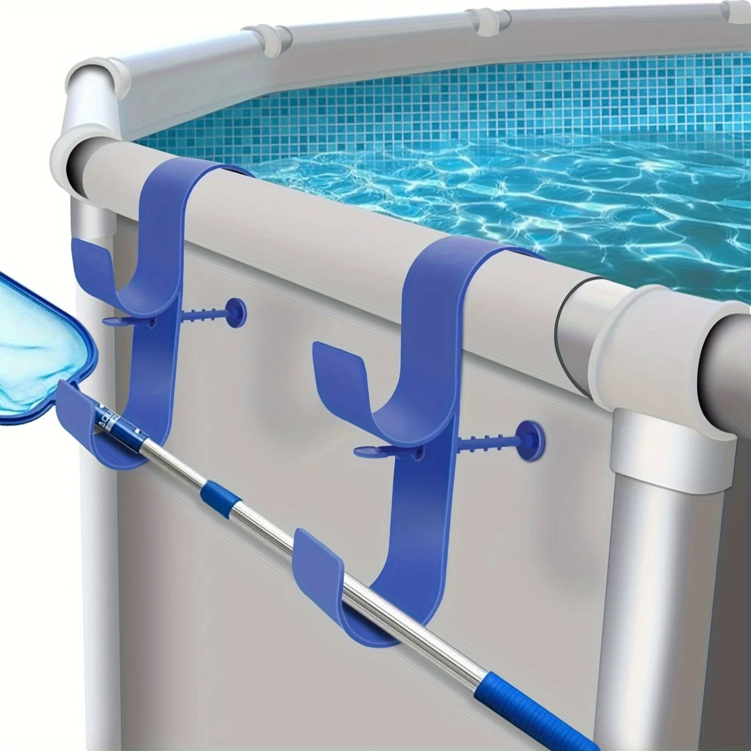 

Telescopic hook set (2-pack) for fixing blade skimming nets and pool poles, specially designed for adding to above ground swimmi