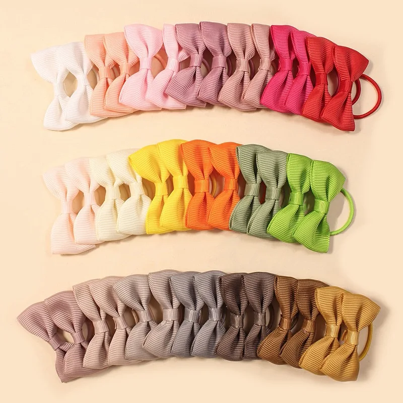 40pcs CHILDREN\'S Rubber Band Set Webbing Bow Scrunchie Baby Cute Hair High Stretch Coffee Color Hair Accessories