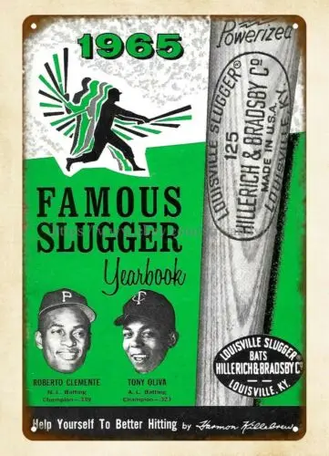 1965 baseball Famous Slugger Yearbook cover ROBERTO CLEMENTE & TONY OLIVA metal