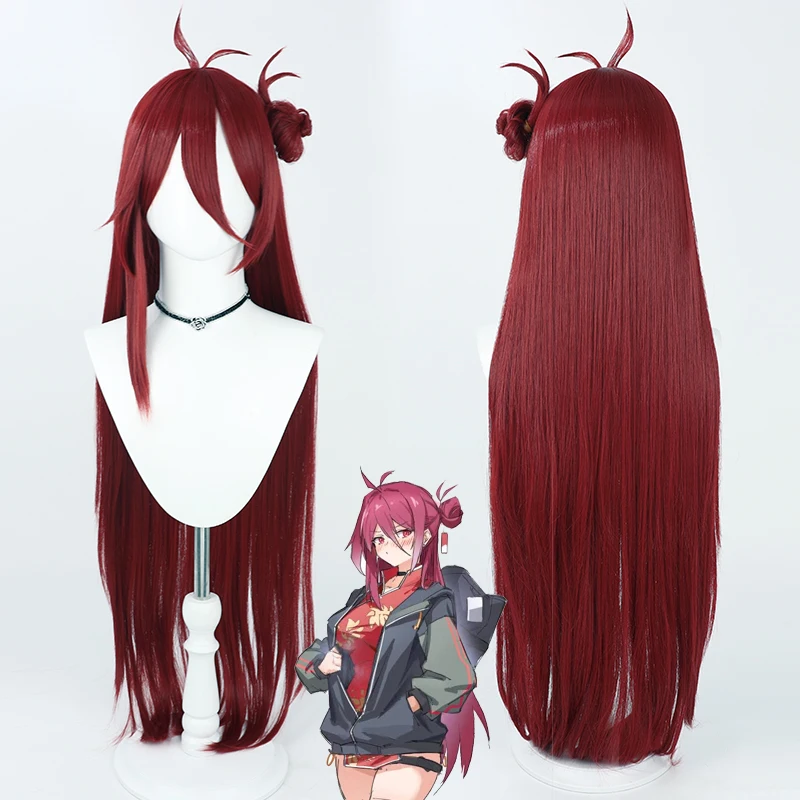 

Blue Archive Kayama Reijo Cosplay Wig 100cm Long Red Heat Resistant Synthetic Hair Halloween Party Role Play Carnival + Wig Cap