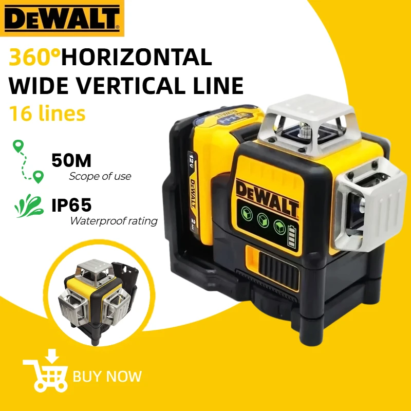 

DeWalt DW089LG 12V Lithium Battery 12-Line 360° Green Laser Level for Outdoor Use