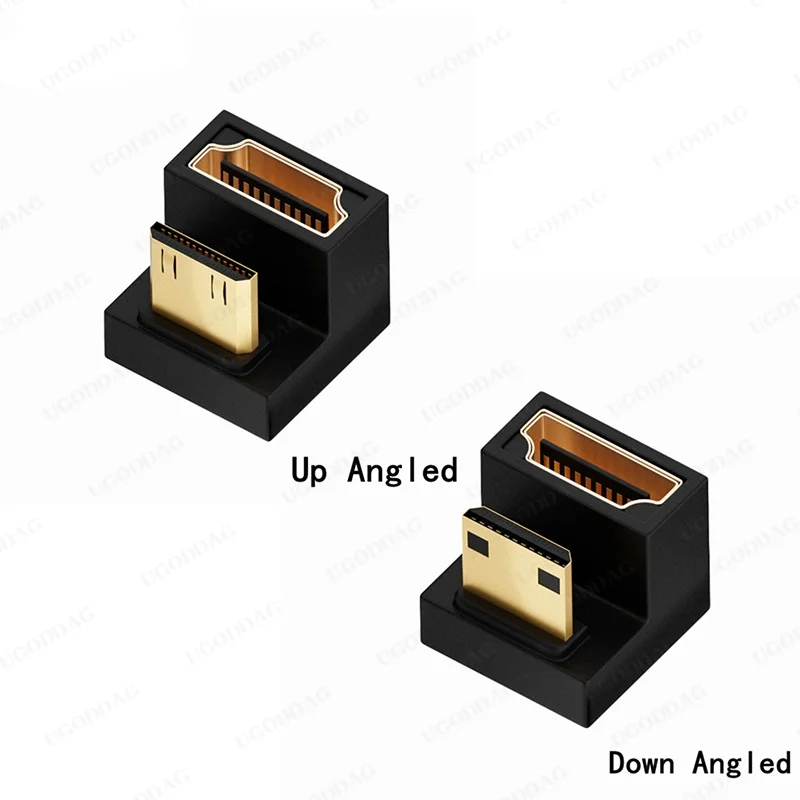 360 Degree Angled U-shaped L Up Down Converter Mini HD Male to HDMI-compatible 2.1V Female Extension 4K 8K 60Hz 120Hz Adapter