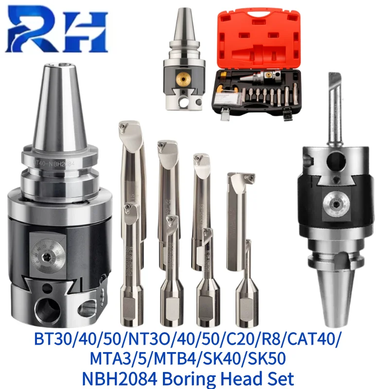 

NBH2084 Набор тонких расточных головок BT30 BT40/50 NT30 NT40/50 SK30SK40/50 MT3/4/5 R8 Набор расточных головок 8 шт. Расточные стержни для токарного станка с ЧПУ