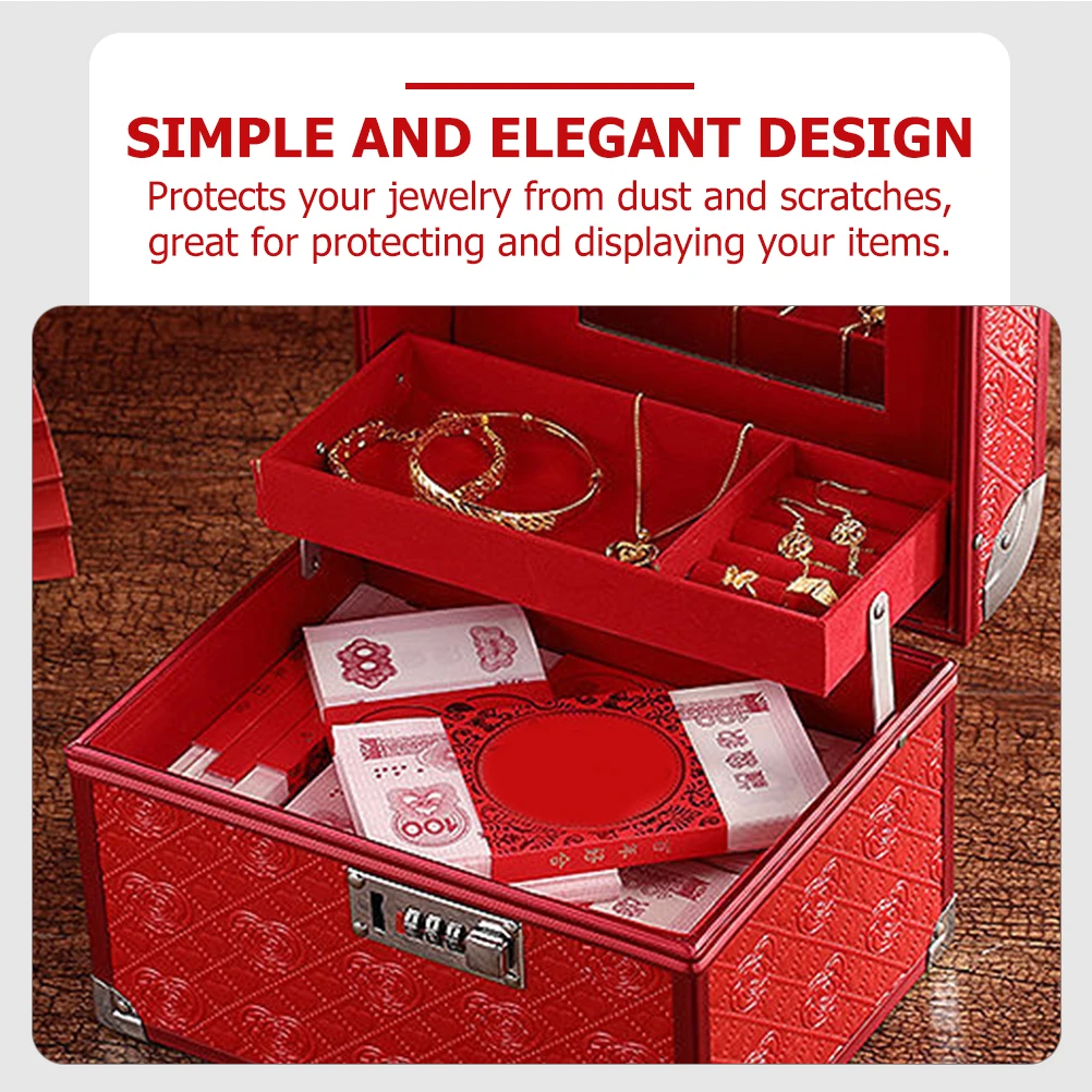 

Jewelry Storage Box Treasure Trunk Vintage Jewelry Case Lock Dustproof Scratch Resistant Earrings Necklaces Rings