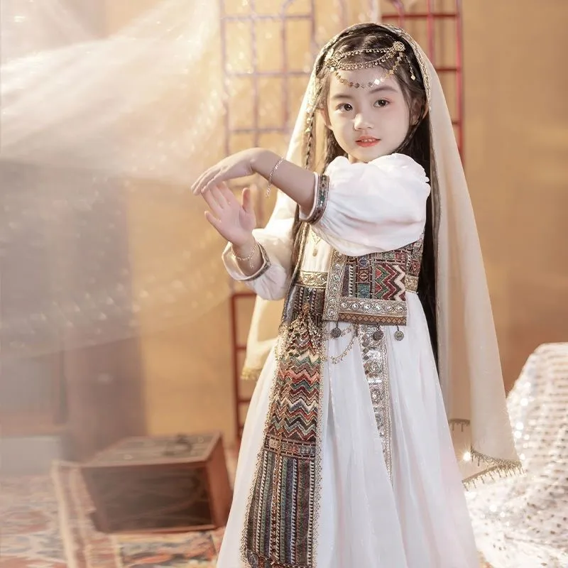 2026 Girls' Hanfu Spring and Autumn Round Neck Dress Children's Chinese Ethnic Dance Dress Kids' Stage Performance Dress LI699
