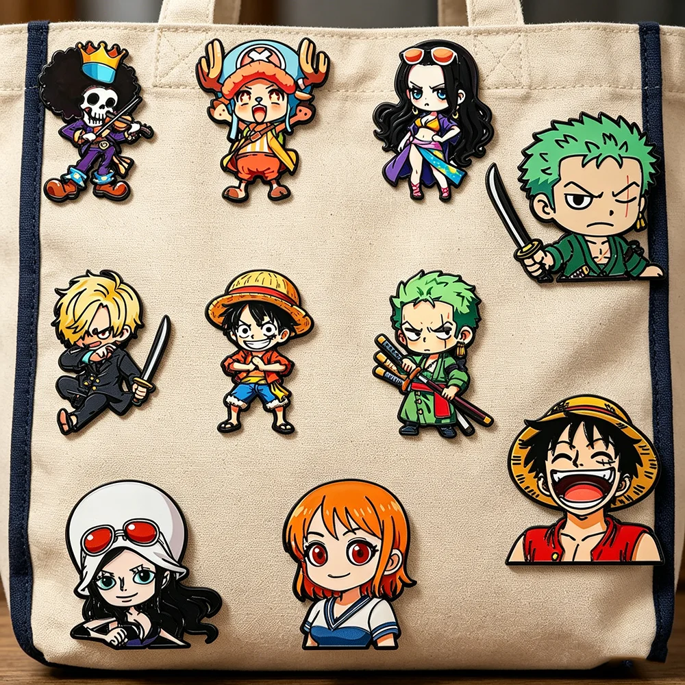 10pcs Cute Boys Enamel Pin Cartoon Anime One Piece Badge On Backpack Lapel Pins Kawaii Brooches for Jackets Cosplay Accessories