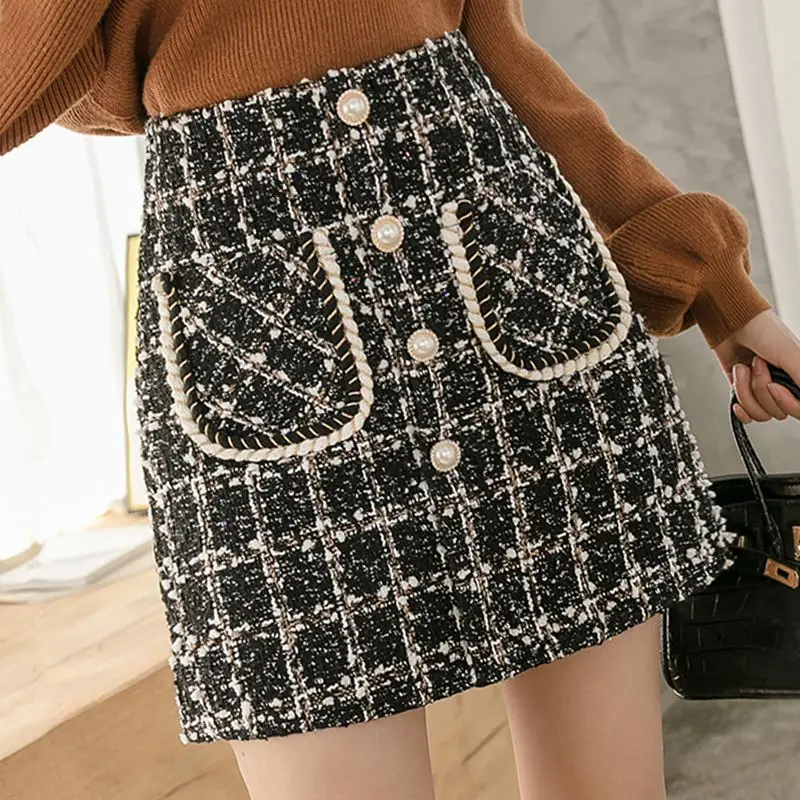 

Autumn Winter Skirts Women Retro Style Korean Fashion A-line Cozy Elegant Faldas De Mujer Simple Harajuku High Waist Casual Soft