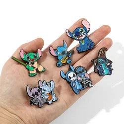 Disney 5 Pcs Cartoon Anime Lilo & Stitch broszka śliczny Scrump anioł przypinka moda zwierzę metalowe emaliowana przypinka biżuteria plecak C