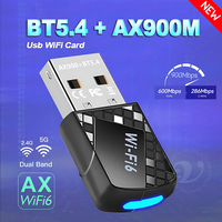 2 IN 1 WIFI6 AX900 USB WiFi Bluetooth 5.4 Wireless Adapter Dual Band 2.4G+5GHz 900Mbps Network Card Receiver Dongle For Win10/11