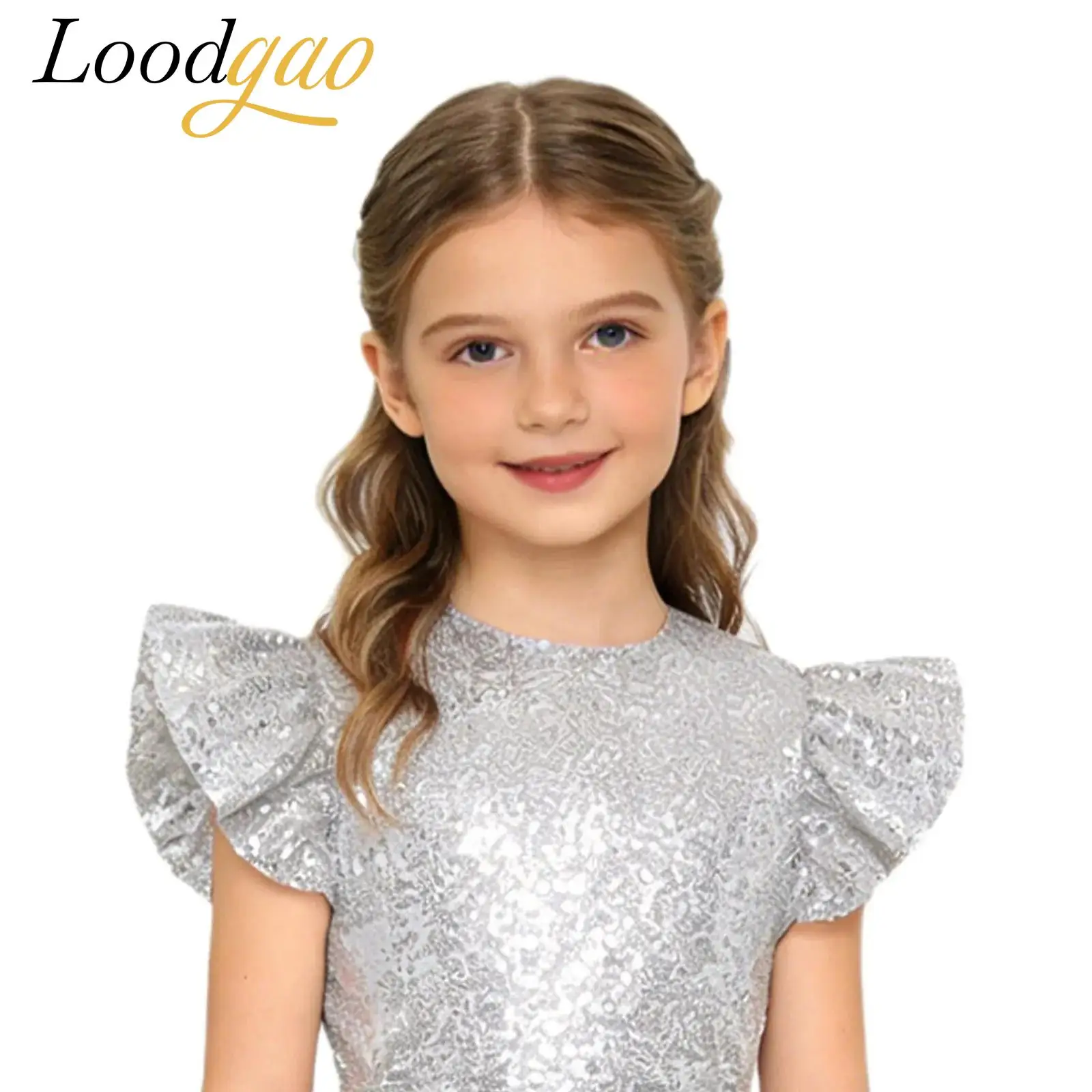 

Детская футболка с пайетками для девочек, вечерние топы с рукавами-крылышками, модный детский костюм для выпускного вечера, сценического бального, уличного джазового танца