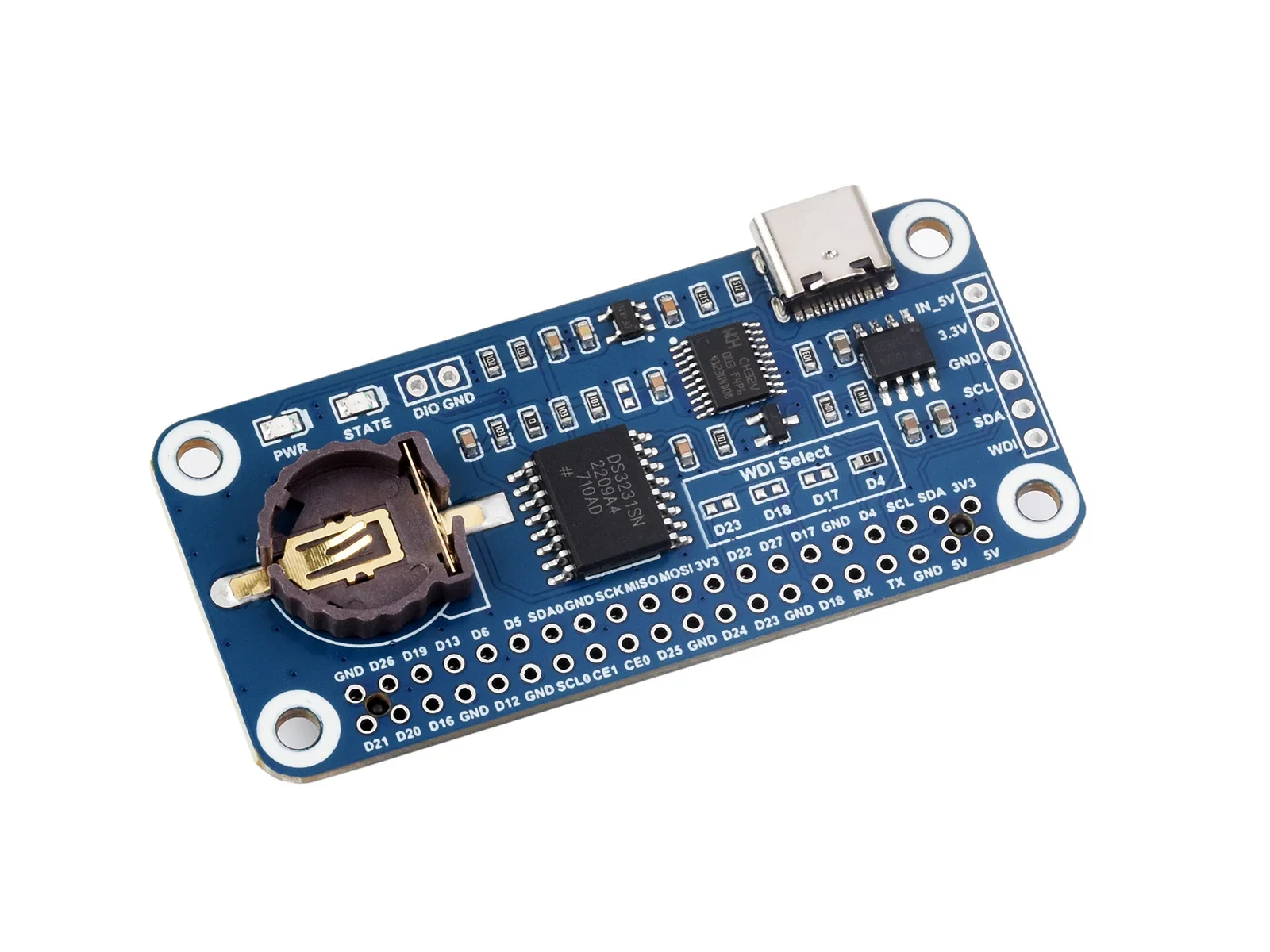 Waveshare RTC WatchDog HAT (B) For Raspberry Pi, Onboard DS3231SN High Precision RTC Chip, Real time Clock, Watchdog