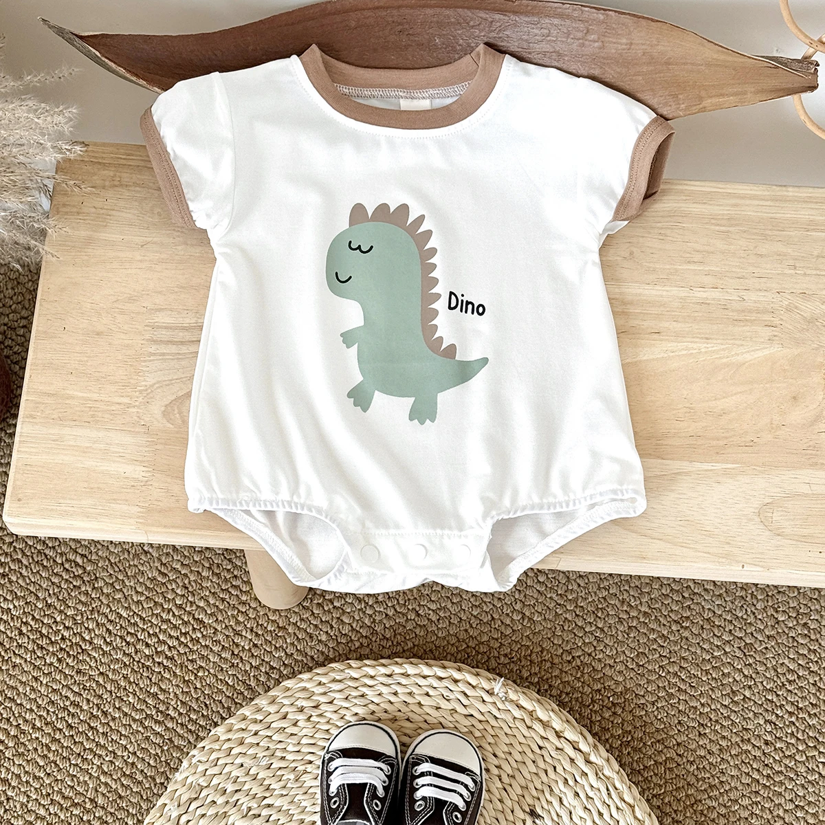 Baby Boys Girl Clothes Romper Dinosaur Print Breathable Short Sleeve Bodysuit Infant Summer Thin Edition Onesie Toddler Clothes