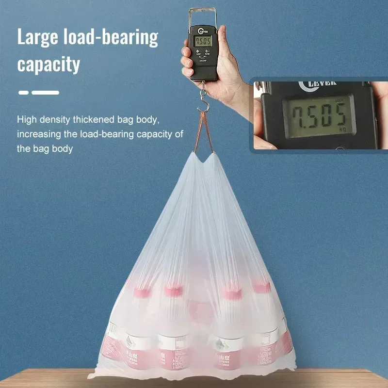 Garbage Bag with Drawstring Household Disposable Transparent Garbage Bag Kitchen Dormitory Living Room Use Three Sizes Selection image 5