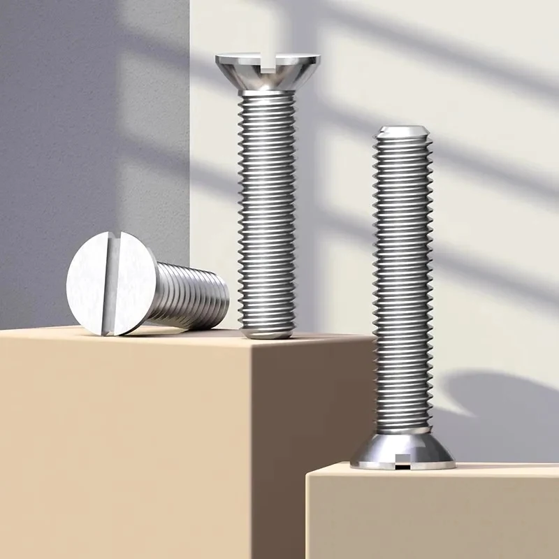 

M5-M10 304 Stainless Steel Slotted Countersunk Head Machine Screws / GB68 Flat Head Slot Bolts for Furniture & Electronics
