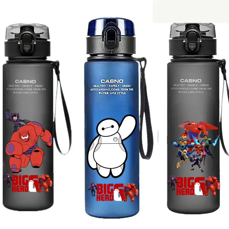 Big Hero 6 Water Bottle 560ML Baymax Hiro Hamada Children's Plastic Cartoon Disney Water Cup  Outdoor Large Capacity Sports Cup