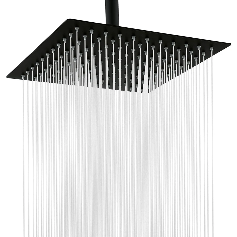 

10inch Matte BlackHigh Pressure Stainless Steel Bathtub Shower Head Bathroom Rain Shower Head Hidden Shower