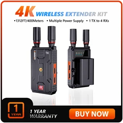 4K Wireless HDMI Extender Kit Video Transmitter and Receiver  400m Los Range For DSLR Camera Laptop to TV, Projectors，Monitor.