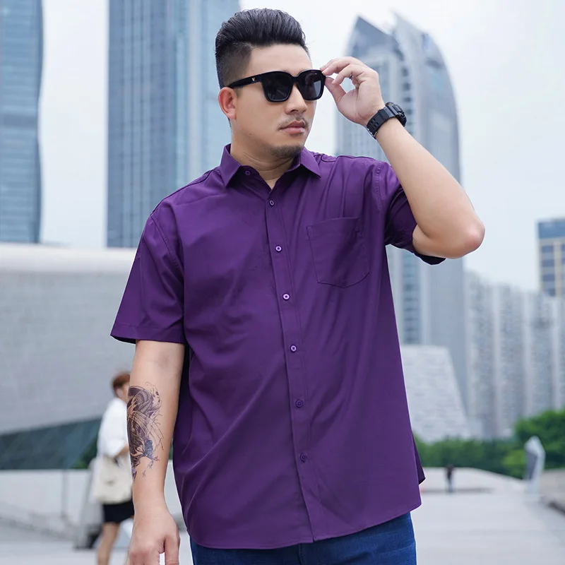 

High quality Summer Men Shirt Short Sleeve 170kg plus Size 3XL 4XL 5XL 10XL 12XL Business formal oversize office wedding Shirt