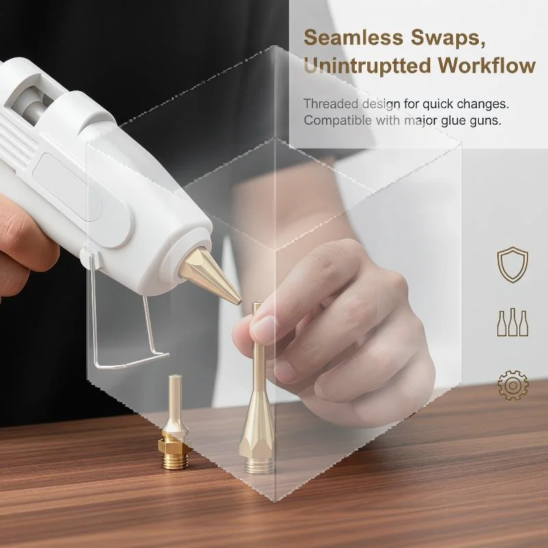

Brass Hot Melt Glue Gun Nozzles Long Lasting Non Corrosive Replacement for Home Repairs DIY Gift Wrapping Crafts