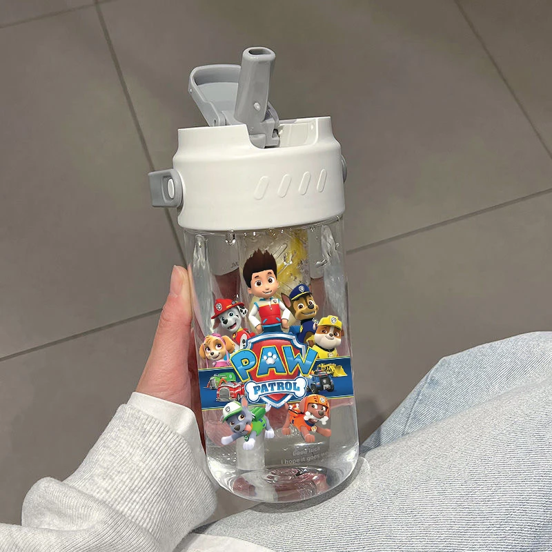 PAW Patrol Chase Skye Tragbarer Milchteebecher mit Strohhalm, hitzebeständiger tragbarer Wasserbecher im Strohhalm-Stil für Fruchtsaft