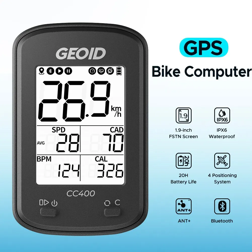 GEOID CC400 Smart GPS Bike Computer Wireless Cycling Speedometer Road Bike MTB IPX6 Waterproof Bluetooth ANT+ Bicycle Odometer