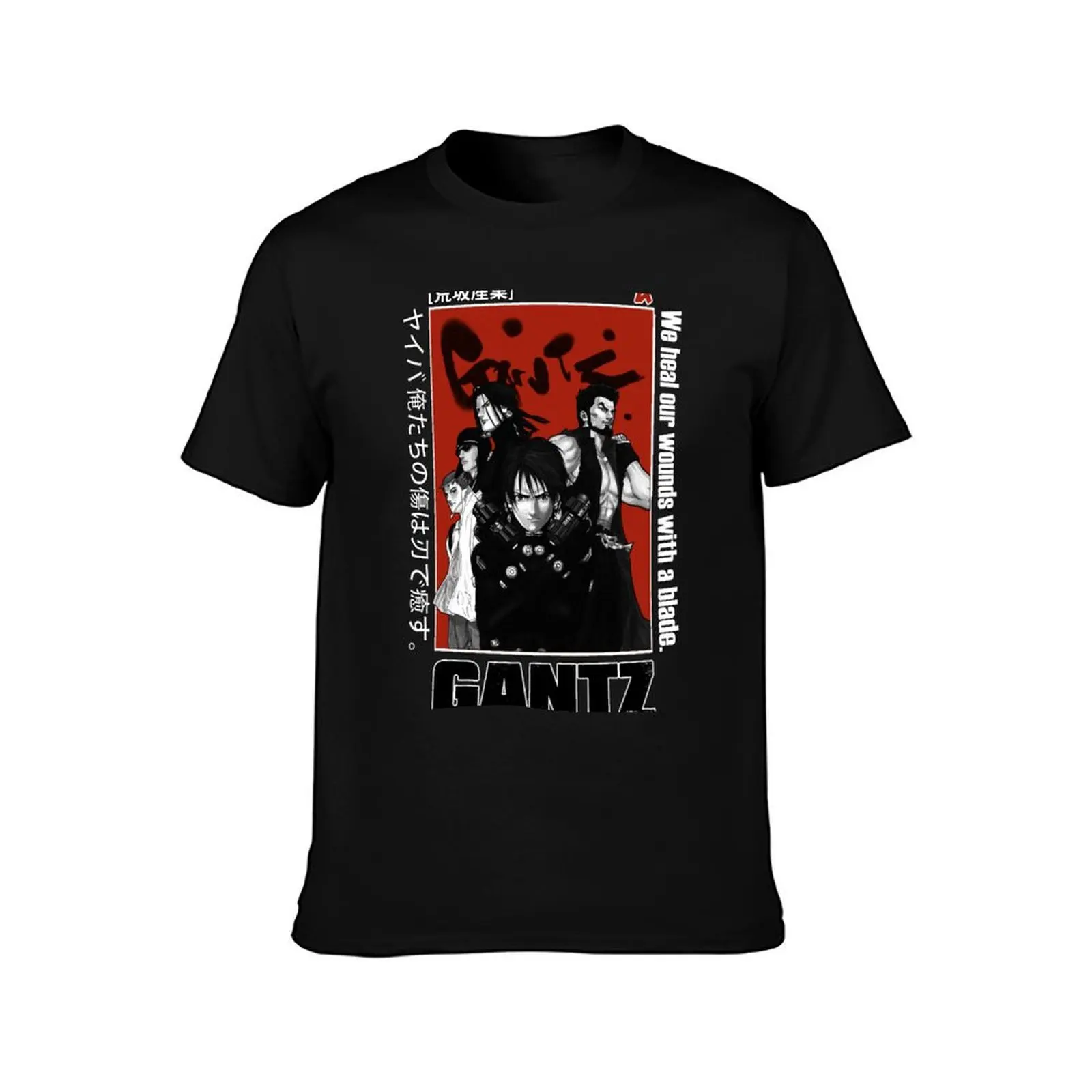 GANTZ, ガンツ , ANIME BLACK,WHITE and RED T-Shirt baggy shirts boys animal print t shirts for men