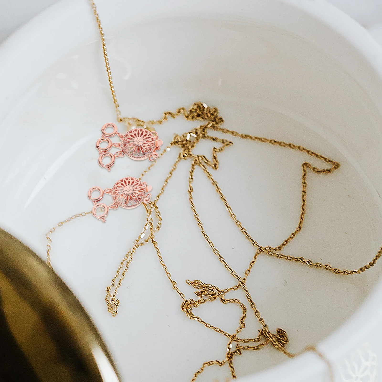 

2pcs Rose Gold Necklace Layering Clasps Separator Multi Row Buckle Necklaces Bracelets DIY Jewelry Accessories Durable Stylish