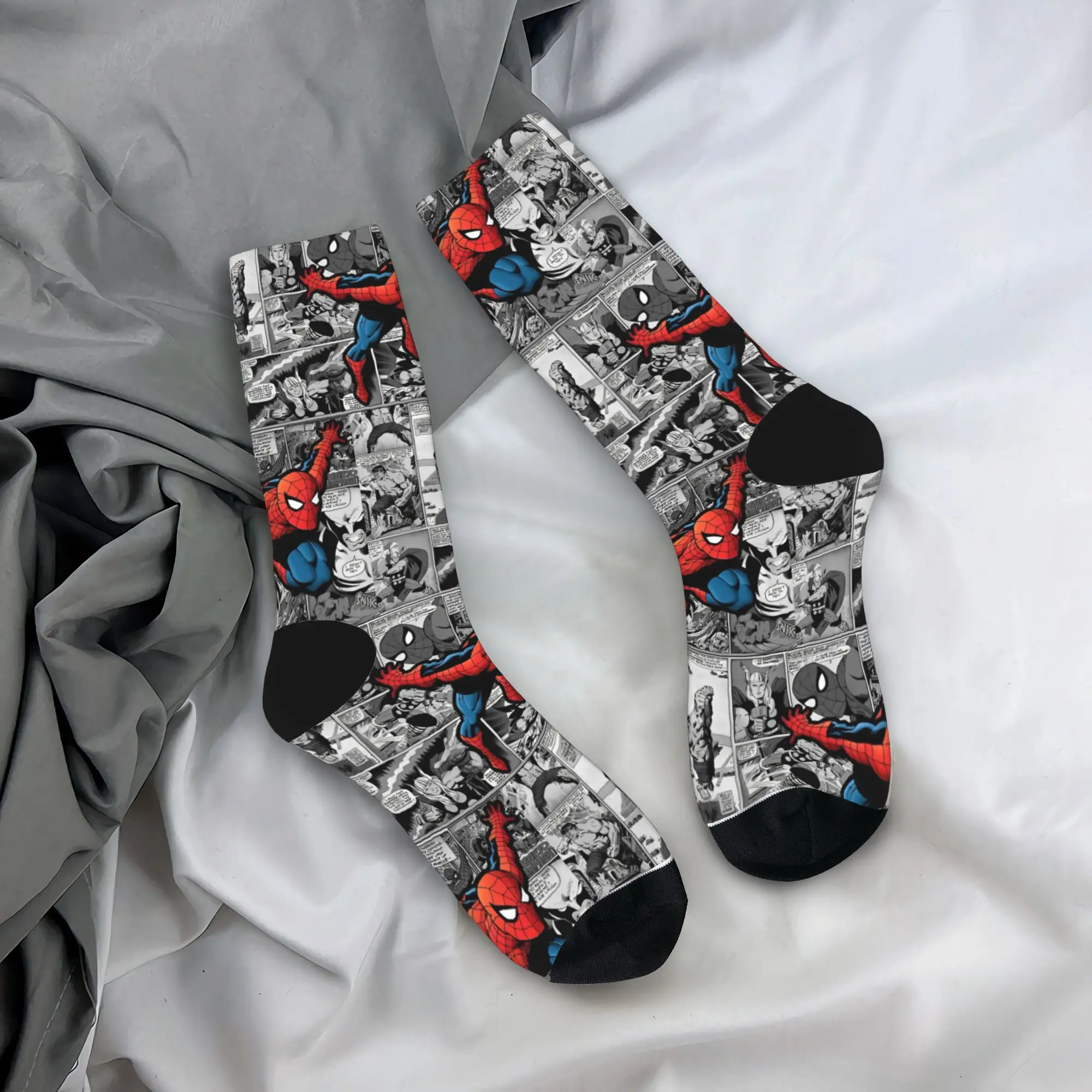 

Autumn Winter Hip-hop Women Men Spidermans Hero Socks Non-slip Skateboard Socks