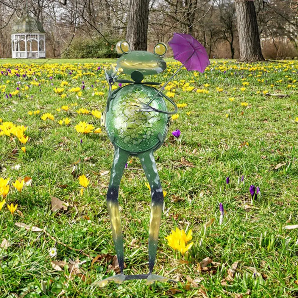 

Whimsical Frog Garden Ornament Solar Frog Garden Stake Decorative Metal Frog Garden Stake Lights for Outdoor Yard for Flowerpot