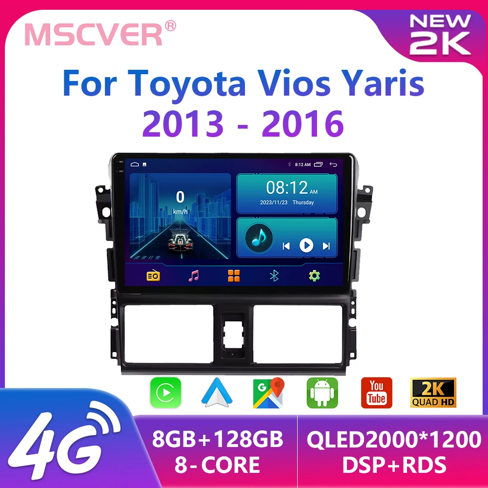 

2 Din Android 13 For Toyota Vios Yaris 2013 2014 2015 2016 Car Radio Multimedia Player GPS Navigation Carplay 2din Head Unit BT