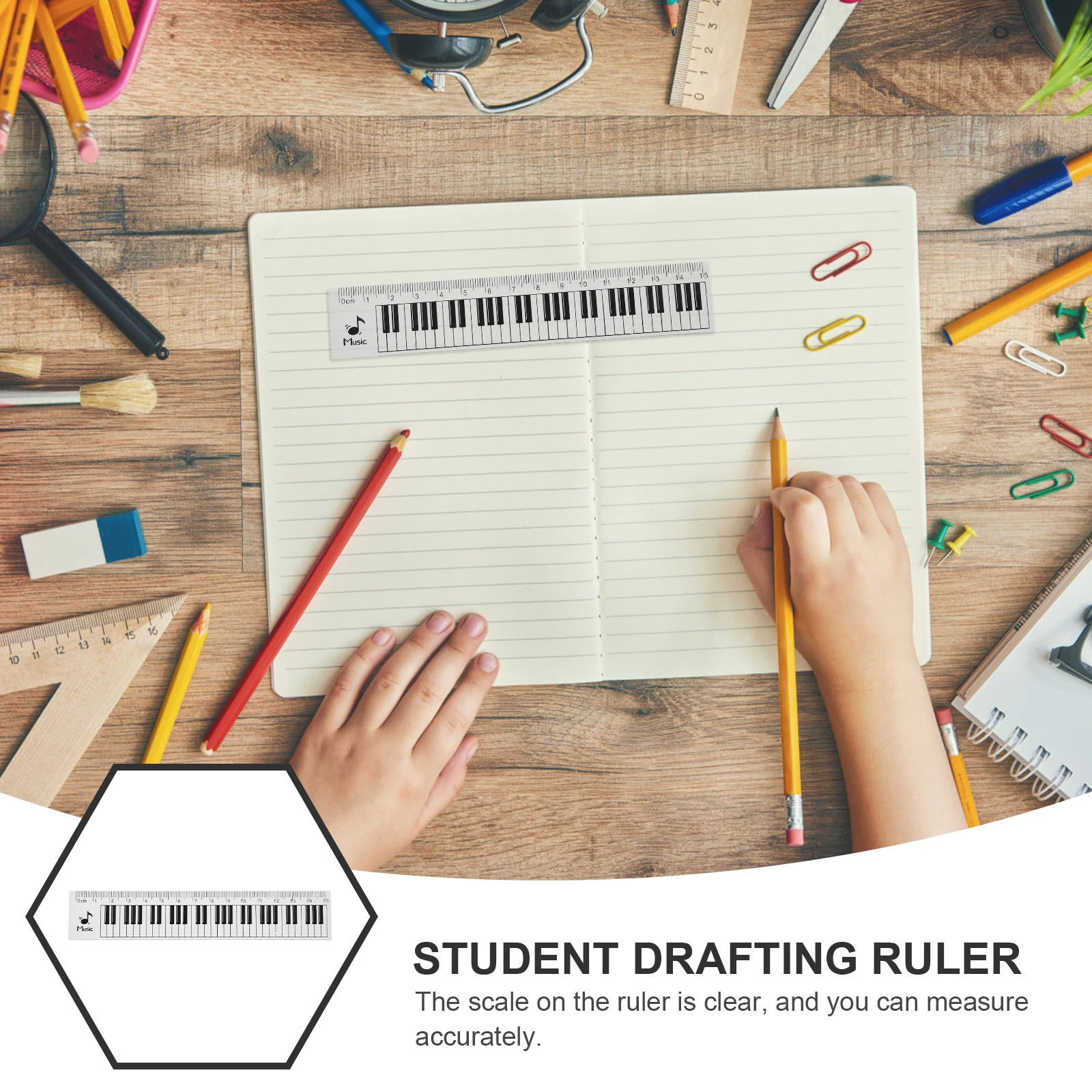 Transparent Music Ruler Piano Keyboard Note Tool for Students Artists Engineers Multi Functional Drawing Measuring Stationery