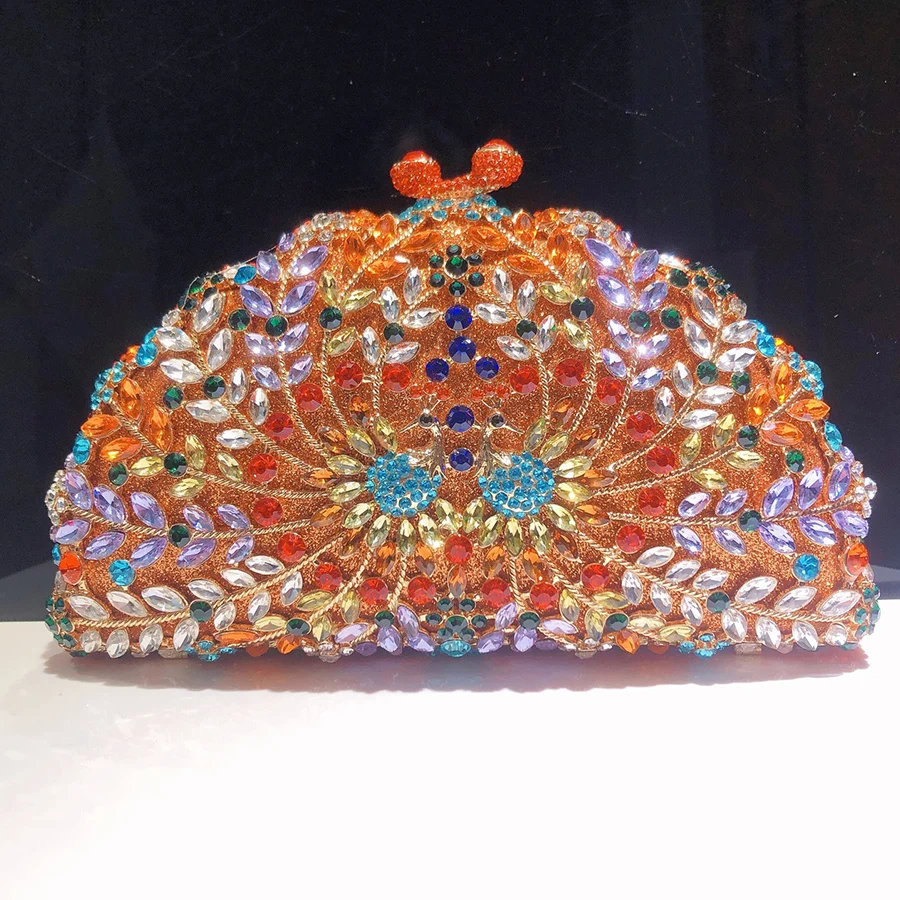 

Women Clutches Purse Peacock Shape Rhinestone Evening Bags Diamond Handbag Panelled Women Party Prom Chains Shoulder Bags Bolsas