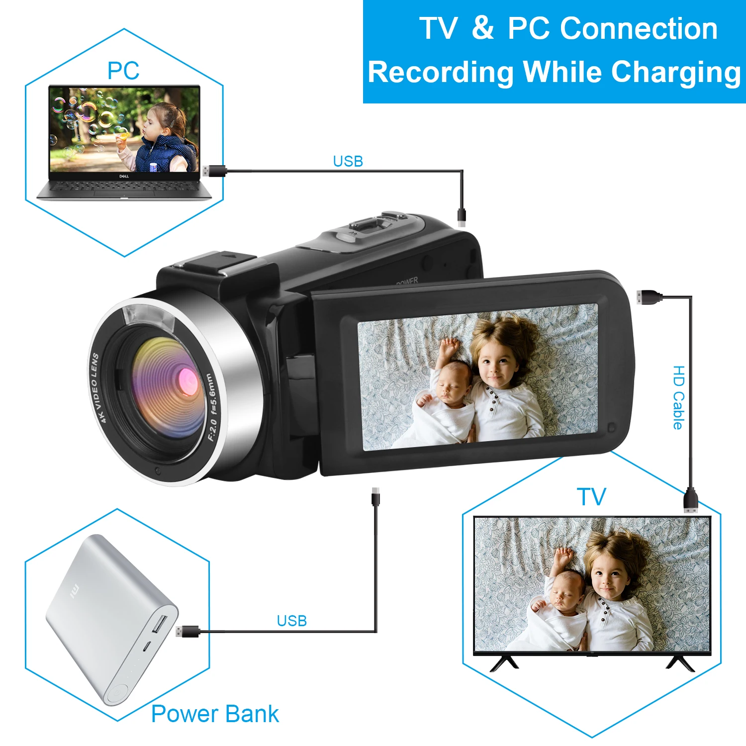 4K Video Camera 48MP YouTube Live Streaming Vlog Camcorder 18X Digital Zoom Cameras WIFI Webcam Night Vision Recording Camcorder