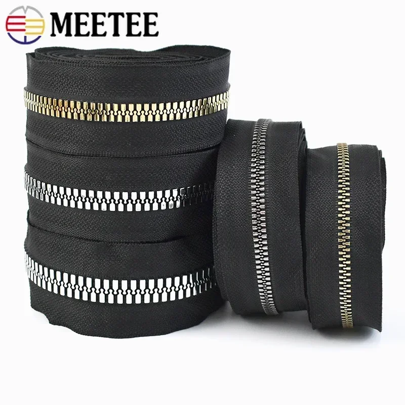 1/2/3/5Meters Meetee 3# 5# 8# 10# 15# Resin Zipper To The Meter for Sewing Down Jacket Outdoor Tent Continuous Zippers Material