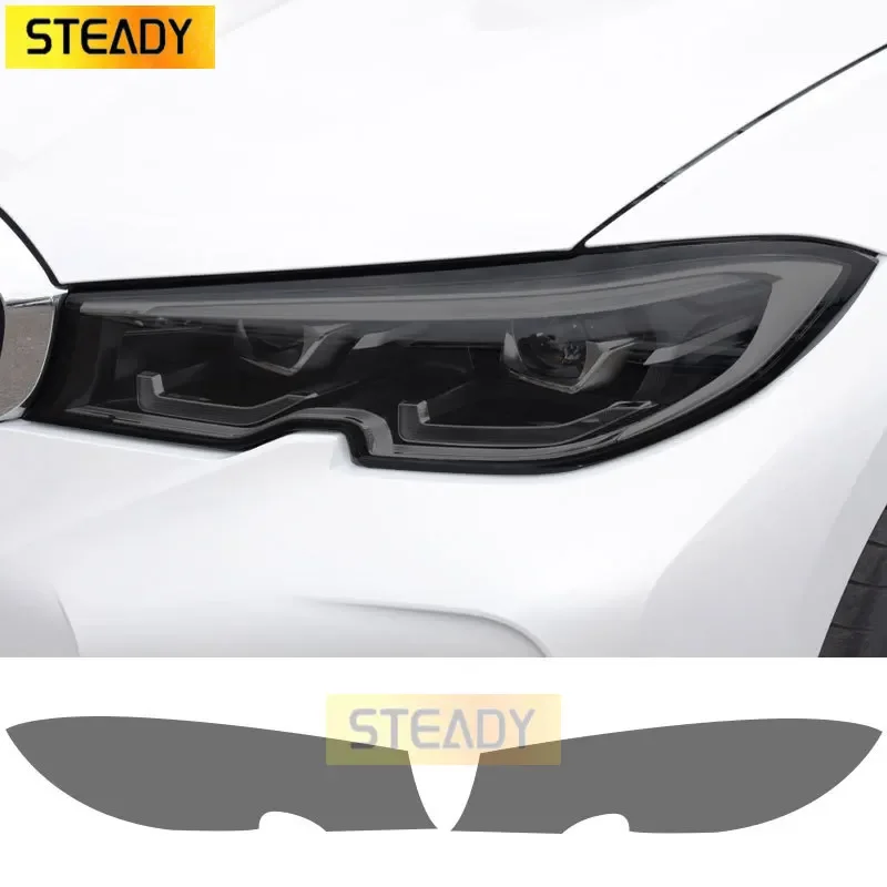 

2 Pcs Car Headlight Protective Film Front Light Transparent Smoked Black TPU Sticker For BMW 3 Series F30 F31 F34 G20 G21