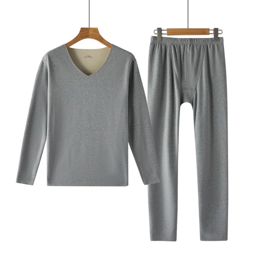 طقم ملابس داخلية حرارية للرجال بيجامات حرارية مخملية مريحة على الوجهين للرجال طقم ملابس منزلية نحيفة ملابس نوم شتوية #3