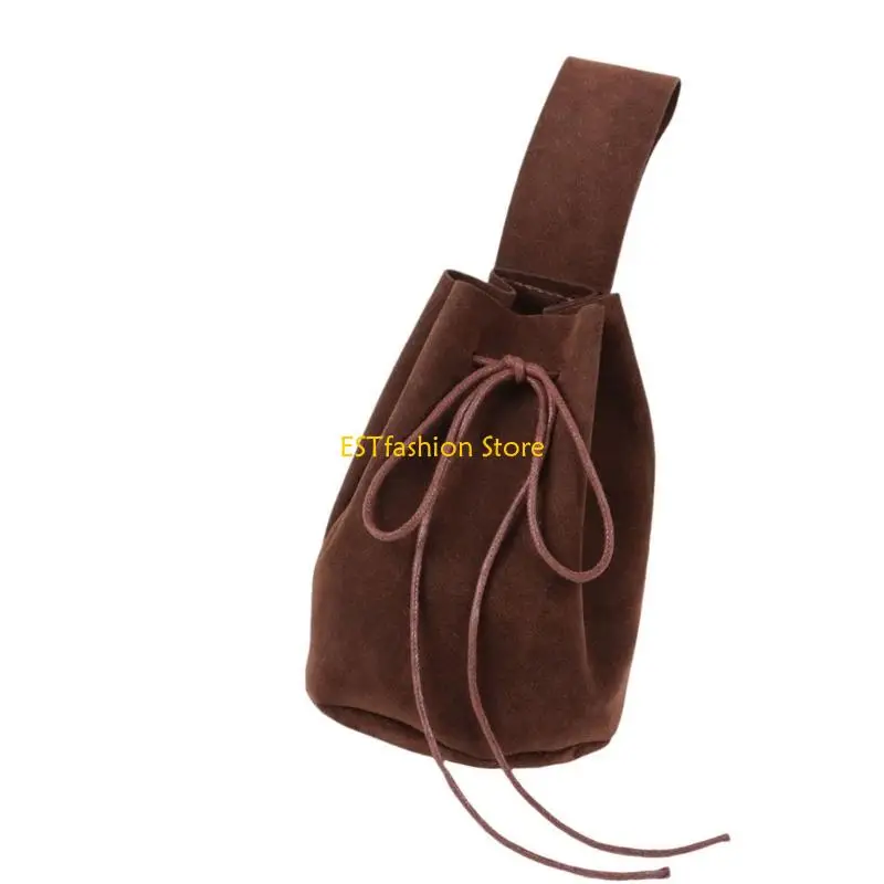 Y5GC Medieval Waist Pack Vintage Belt Waist Bag LARP Renaissances Costume Accessories for Women Men Leather Fanny Pack