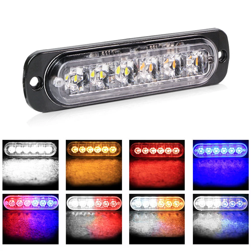 

LED Car Warning Lamp Emergency Flashing Strobe 6LED Light Bar Bulbs Amber Motorcycle Trunk Sparkling Flashlight Auto Accessories